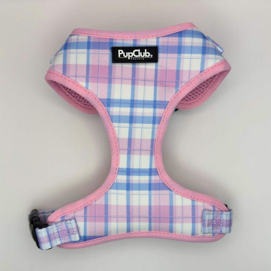 Adjustable Dog Harness - Pink Tartan - Pupclub Couture