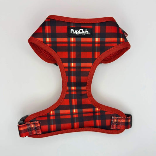 Adjustable Dog Harness - Red Tartan - Pupclub Couture