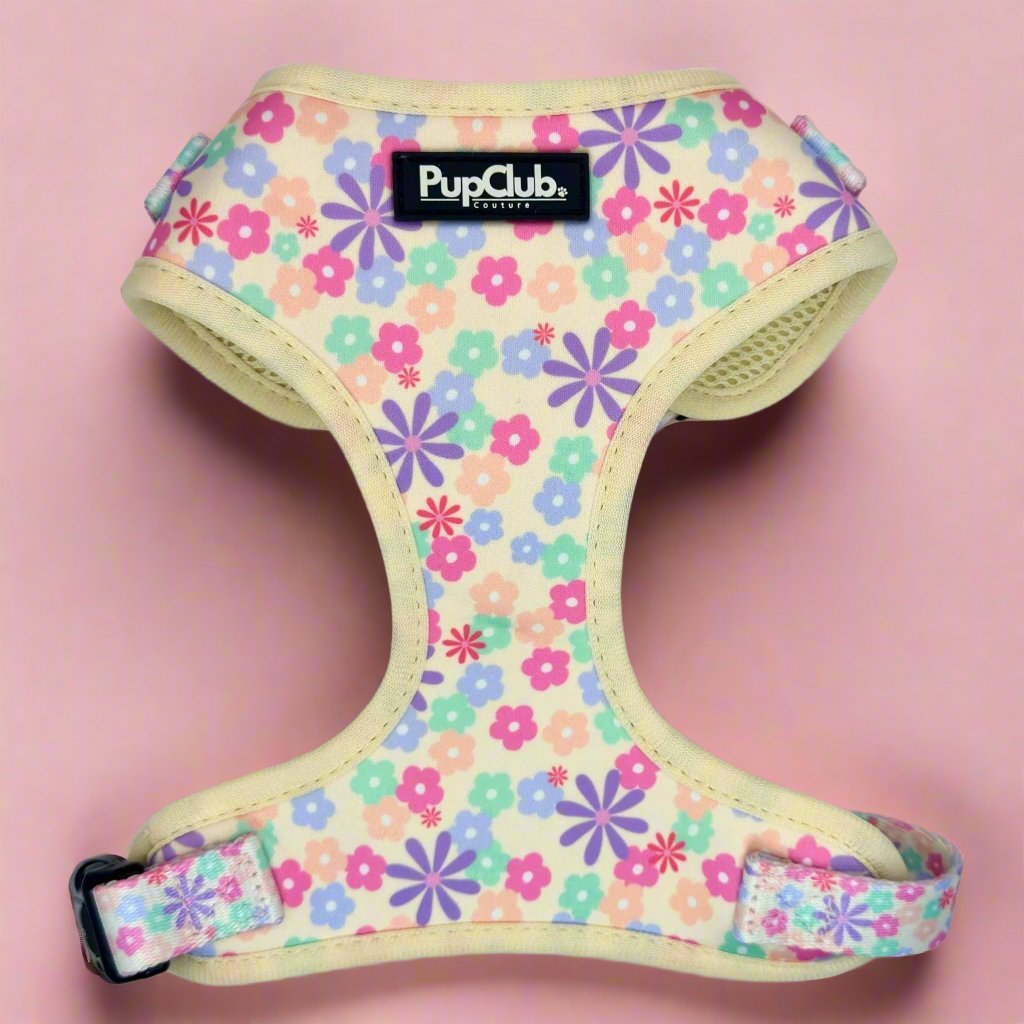 adjustable dog harness pretty petals front - PupClub Couture 