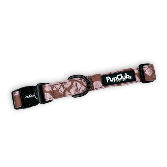 dog collar mocha petals front - pupclub couture