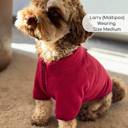 Dog Fleece Coat Jacket - Berry red - Pupclub Couture