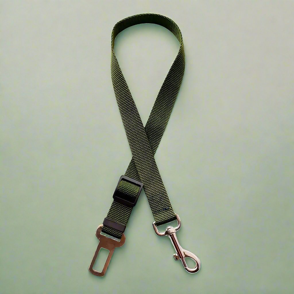 Dog Seatbelt Restraint - Khaki Green - Pupclub Couture