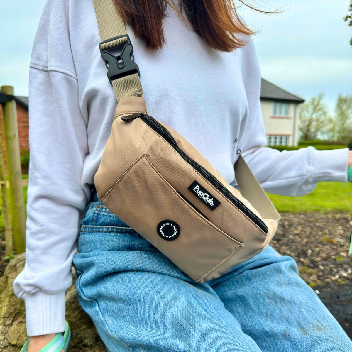 tan bum bag crossbody pupclub couture